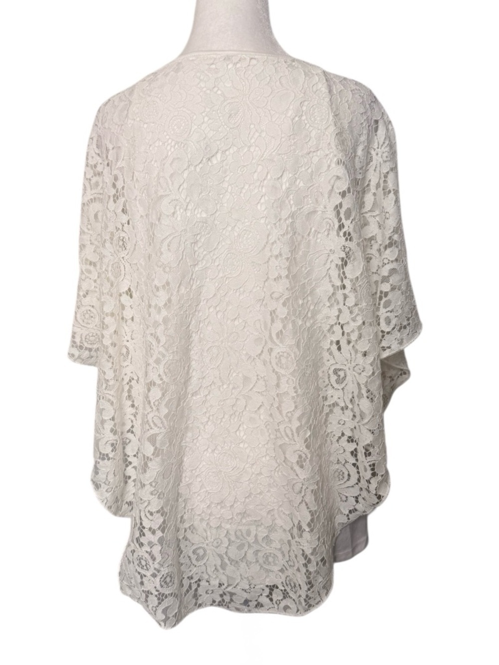 NY Collection White Lace Overlay Poncho Blouse XL NWT - Picture 5 of 7
